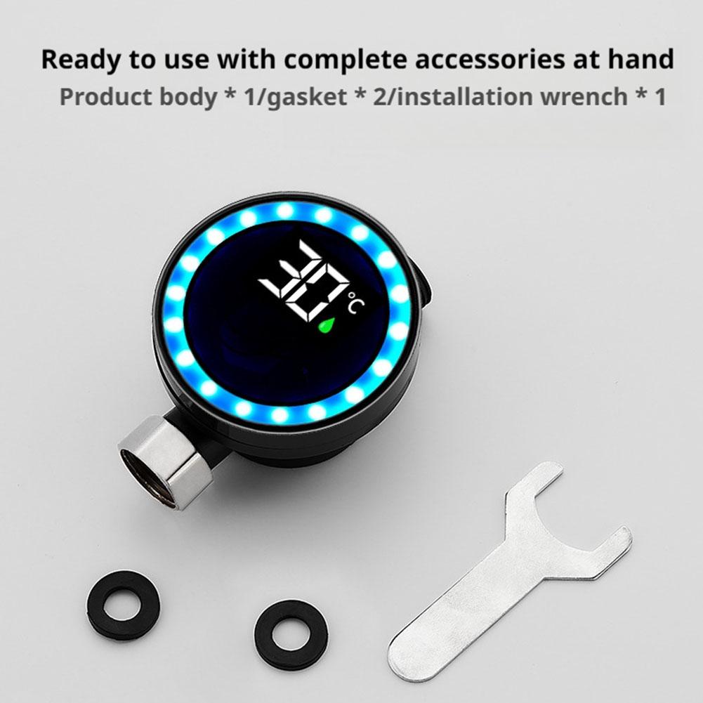 Shower LED Water Thermometer With Temperature Display, 0-99°C Range Stainless Steel ABS PC Leak-Proof