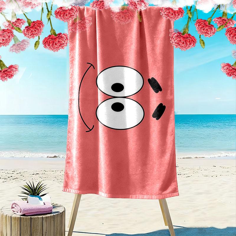 Patrick Star Print Beach Towel, Large Soft Quick Dry Towel for Beach Camping Swimming