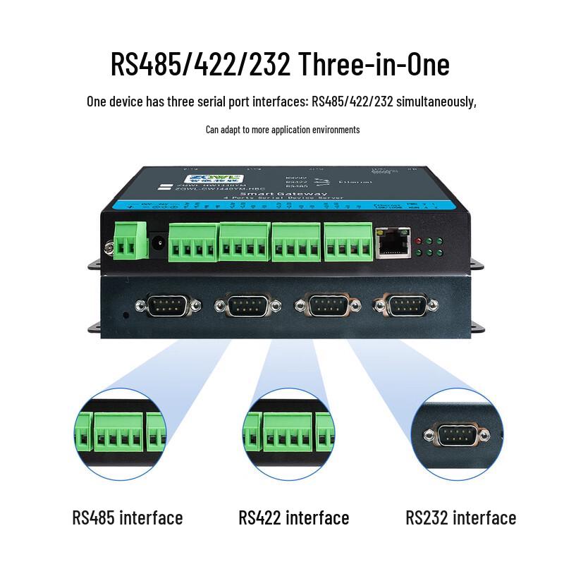 Zhilian IOT 4-Port RS485/422/232 To Ethernet Serial Server