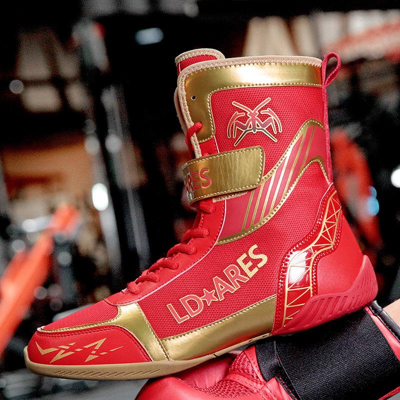 Professional Boxing Shoes, High-top Sanda Fighting Training Shoes, Non-slip, Breathable and Wear-resistant, Special for Muay Thai Fighting