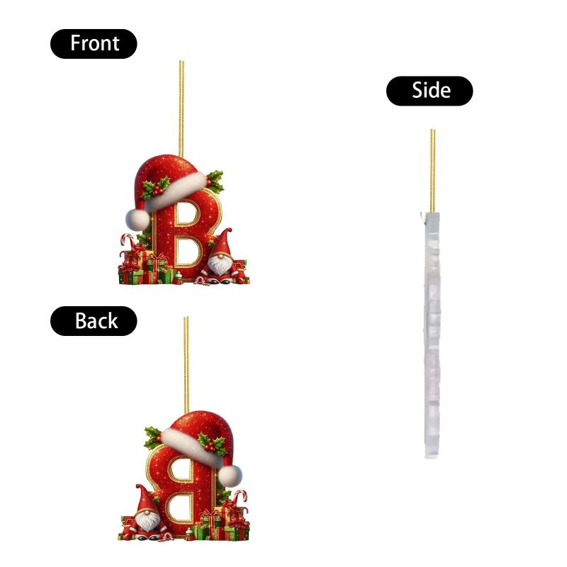 Christmas 26 Letters Ornament Flat Hanging Pendant Personalized Holiday Festive Tree Decor Gift For Christmas Party Ornament