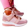 Breathable platform casual shoes women's spring and summer new round head large size lace-up wedge heel mesh sneakers