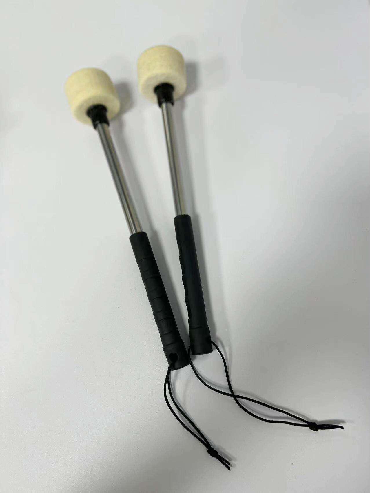 Stainless Steel Drum Mallets with Felt Head for Percussion Instruments Single white felt head bass drumstick (5*3 head)