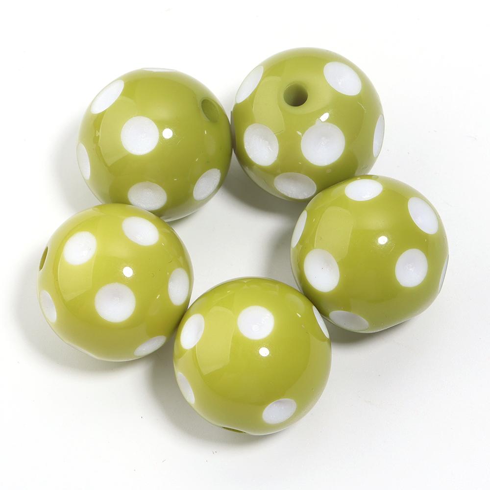 5pcs/lot 20mm White Polka Dot Resin Beads Colorful Round Loose Spacer Beads For Jewelry Making DIY Crafts Pen Beads Accessories