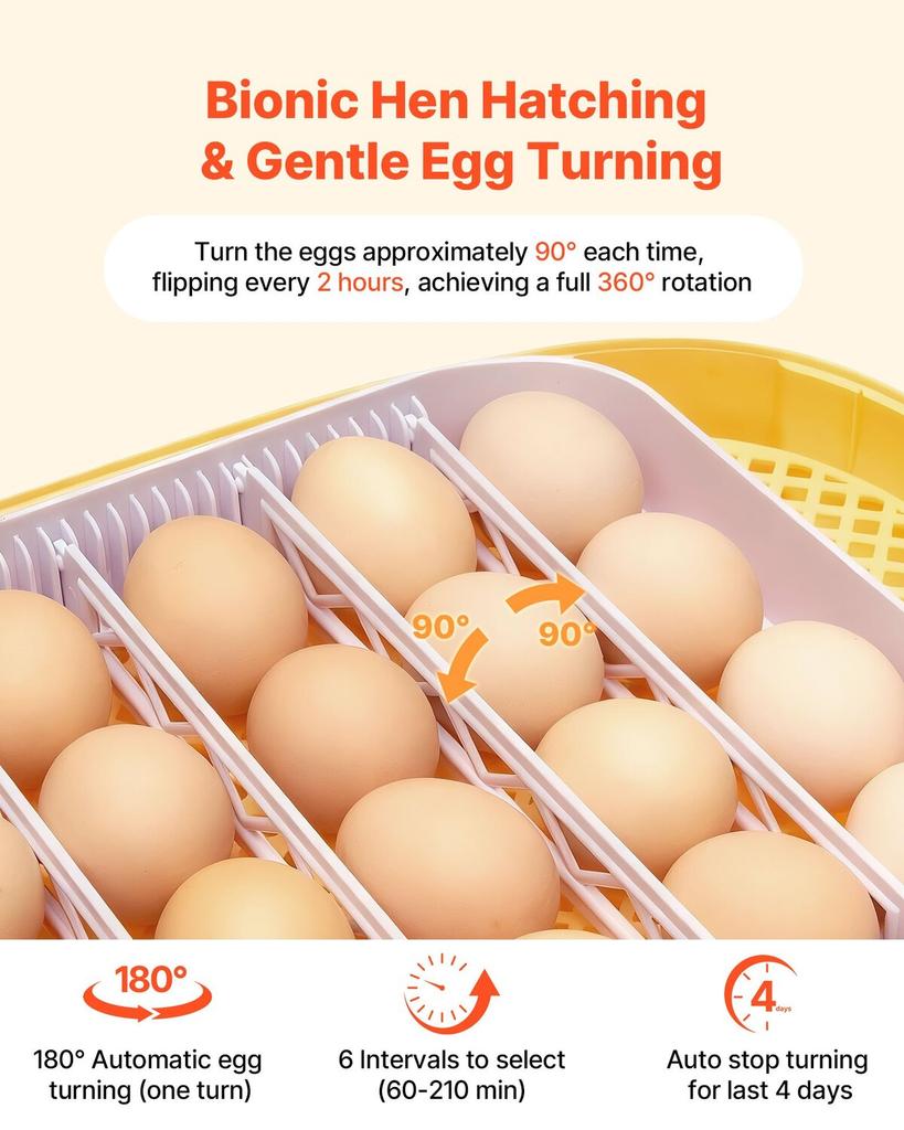 24 Egg Incubator, Automatic Egg Turner with LED Candler, Temperature & Humidity Control, 360° View Clear Window, Auto Water Refill, Poultry Eggs