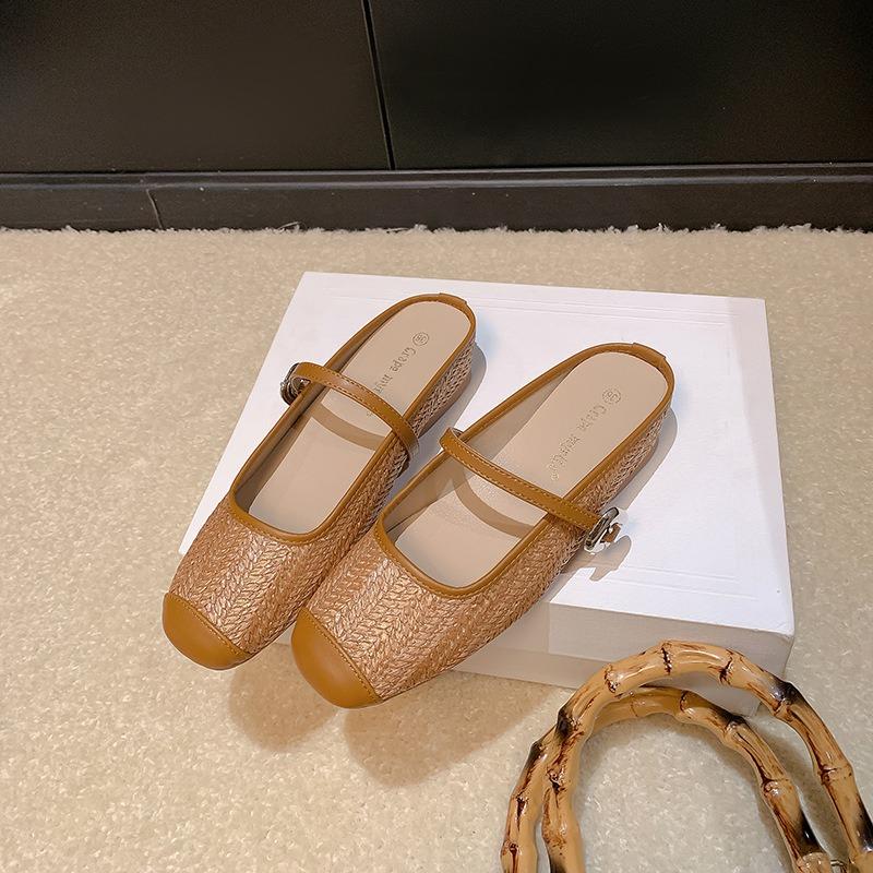 New Style of Square-toed Sandals for Lazy Women Half-drag Shoes for Height Increase Devotion