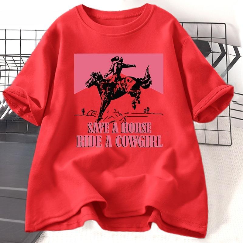 Salva un Cavallo Cavalca una Cowgirl T-shirt da Donna Lesbica Orgoglio LGBT Western T-shirt Cotone Girocollo T-shirt Musica Country Vintage Tee