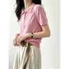 Summer Semi-zipper Design Knitted Sweater Women's French Lapel Chic Short-sleeved Bottoming Shirt Short Top