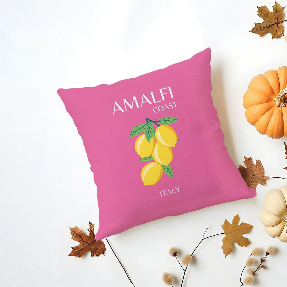Bright Cheerful Anime Summer Travel Series Cushion Cover Washable Linen Pillowcase Soft for Daily Sofa Bed Home Room Decor