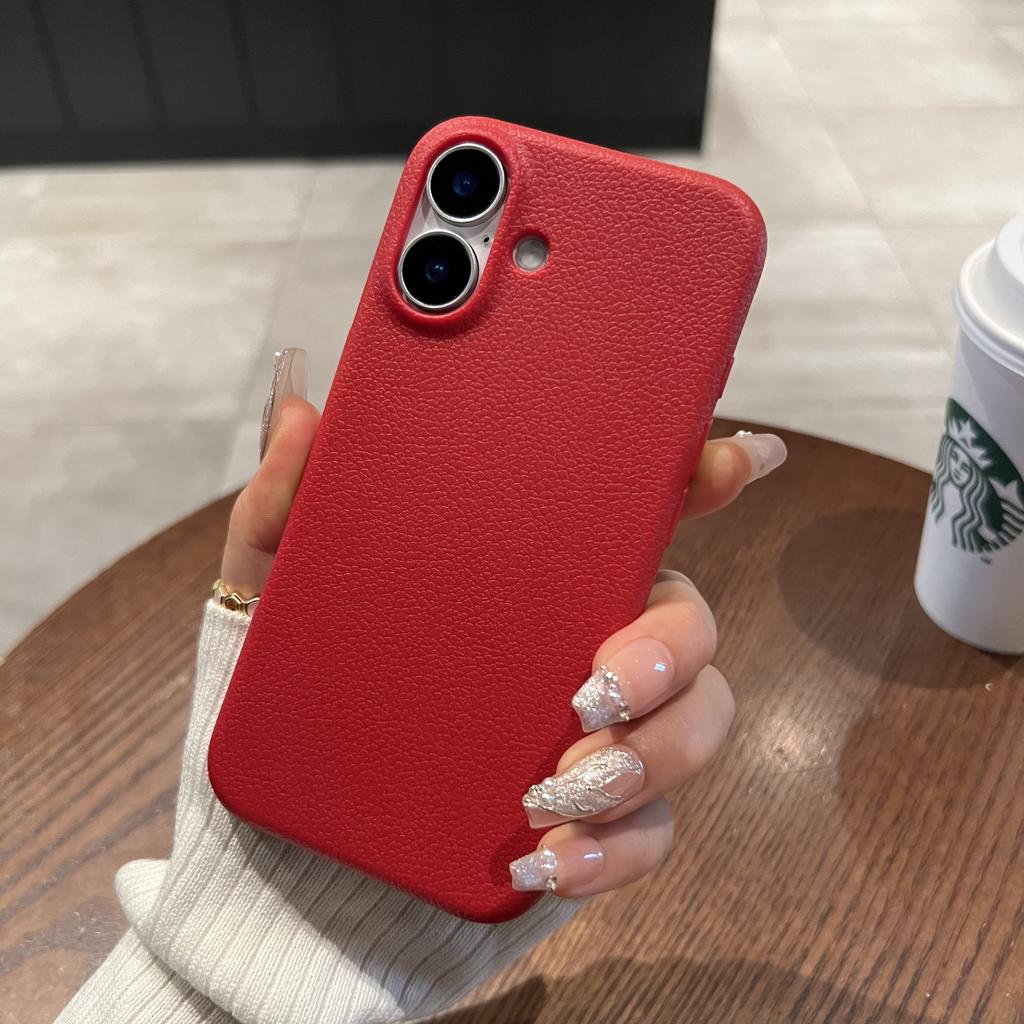 Leather Texture Shockproof Soft Silicone Case For iPhone 16 15 14 Plus Pro Max 13 12 11 Lichee Pattern Simple Business Cover
