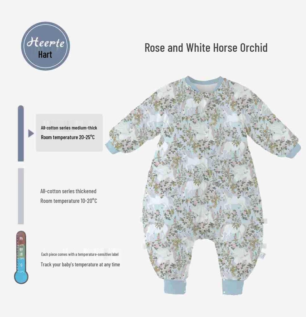 Class A Baby Sleep Sack: Lightweight Cotton, Spring/Autumn, Split-Leg, Detachable Sleeves, Anti-Kick, One-Piece Pajamas