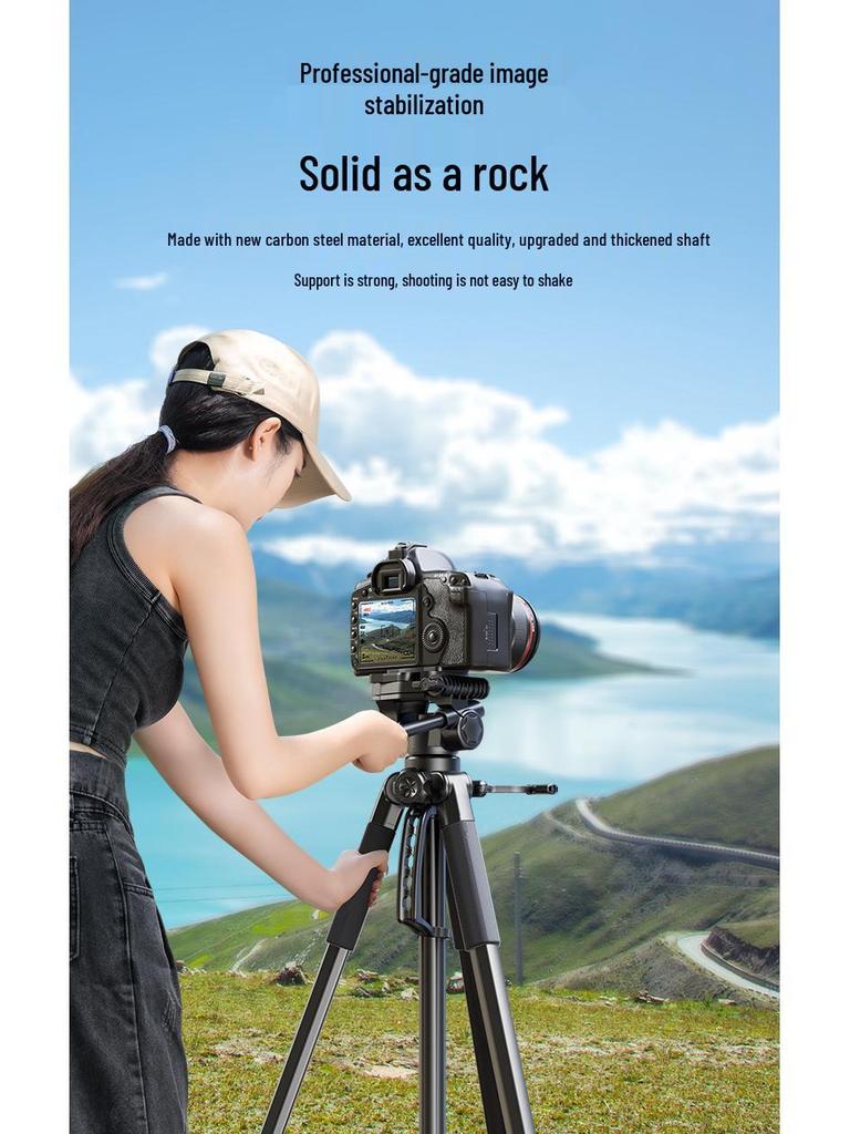 Professional DSLR & Mirrorless Camera Tripod for Live Streaming & Photography - Compatible with Canon, Sony, Fujifilm