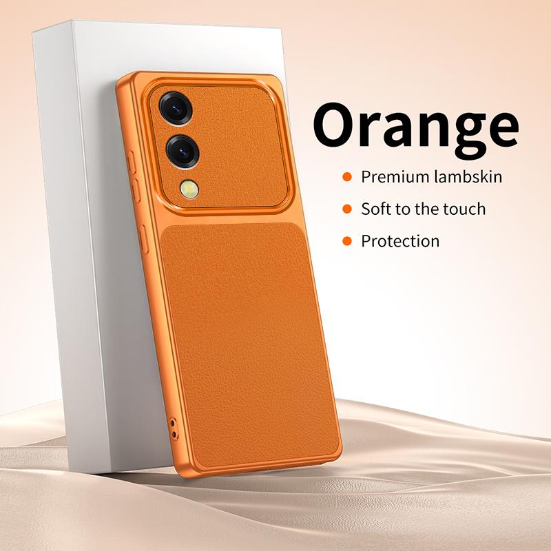 

Роскошный чехол Funda с текстурой личи для Samsung Galaxy S25 Edge S25Edge 5G, мягкий, высококачественный силикон, оригинальная задняя крышка Galaxy S25 Edge оранжевый