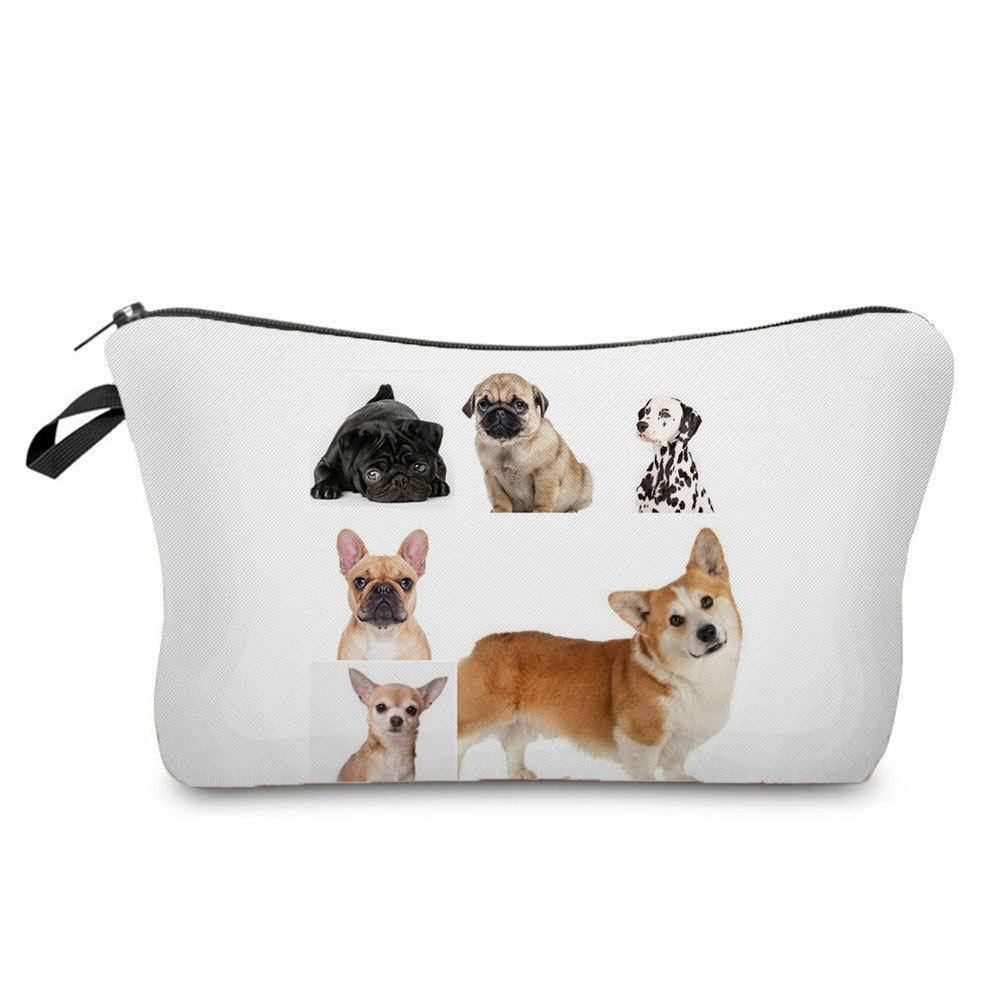 Damen Kosmetiktasche mit Hundeaufdruck Toilettenartikel Organizer Reiseaufbewahrungskoffer 6675