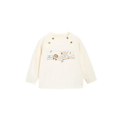 White Wheat Kids' Cotton Long-Sleeve Embroidered Graphic T-Shirt