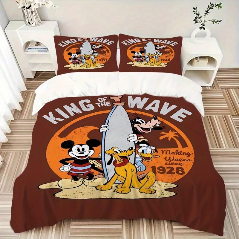 3pcs Characters Surfing Bedding Set Includes Quilt Cover and Pillowcases, Suitable for All Seasons Q006