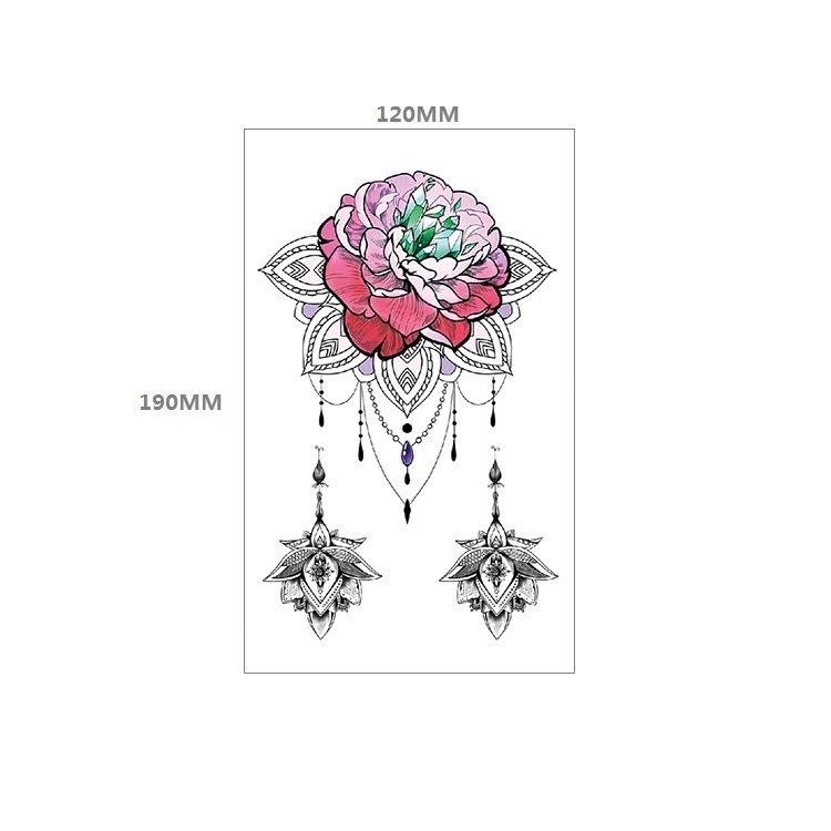Waterproof Tattoo Sticker Girl Colored Rose Lotus Bohemian Brahma Totem Chest Back Cover Tattoo