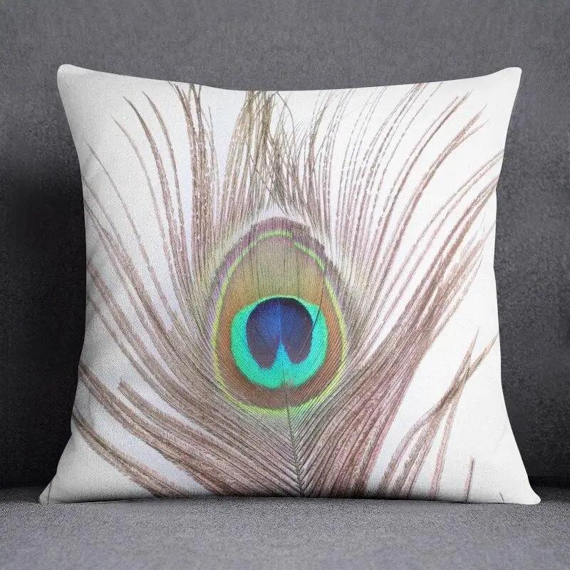 45Cm*45Cm Peacock Feather Series Pillow Decorative Pillow Bedroom Sofa Car Cushion Cover Pillowcase