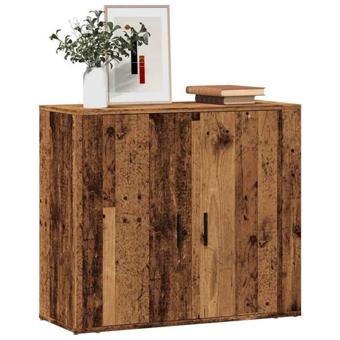 VidaXL Buffet vieux bois 80x33x70 cm bois d'ingénierie, meuble de rangement, meuble de rangement de cuisine, meuble de 857073