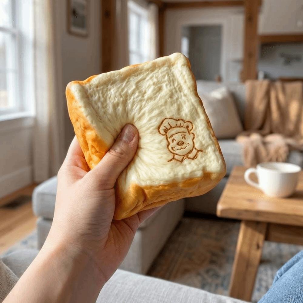 Langsam aufgehendes simuliertes Brot Toast Quetsch Finger Saugnapf Sensorisches Fidget Spielzeug für Erwachsene