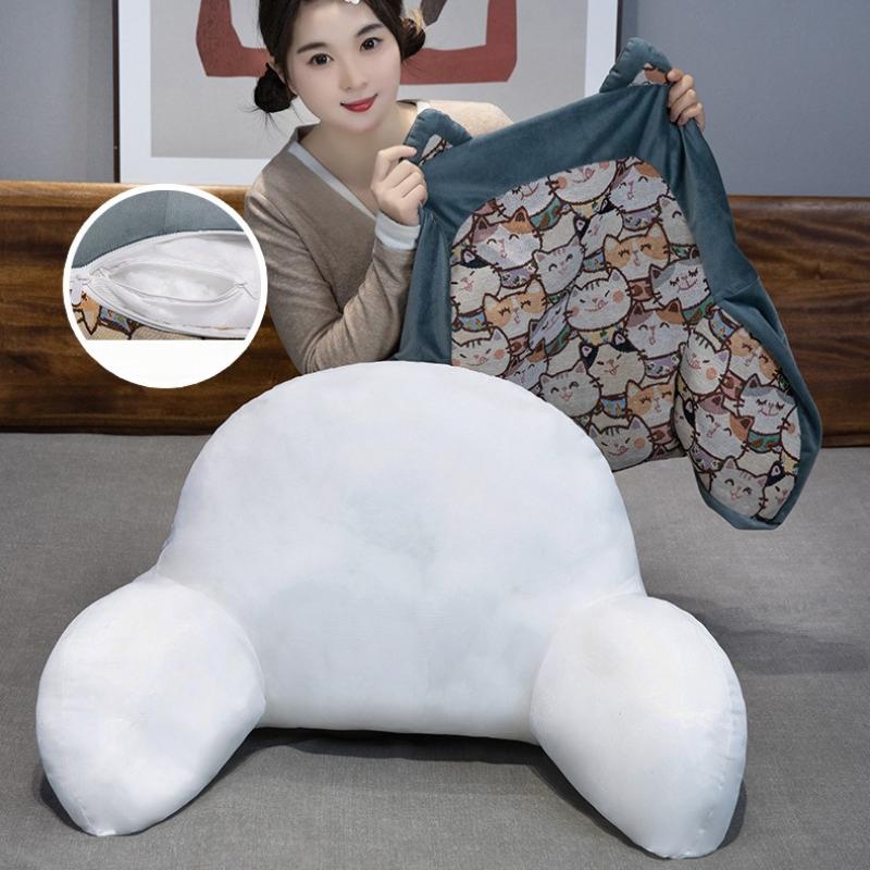 Retro Printed Headboard Cushion Plump Filling Soft Waist Protection Mats Large Backrest Sofa Hug Pillow Home Bedroom Study Office Reading Pillow