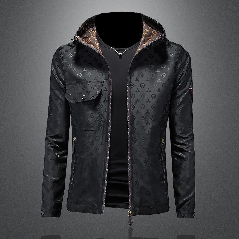 2023 New Men s Hooded Trend Jacket European Print Casual Slim Jacket JK8962 M