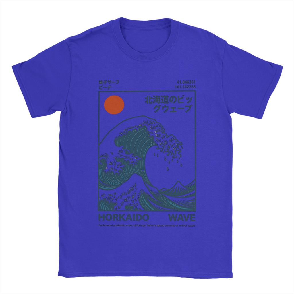 HOKKAIDO WAVE Unisex T Shirt  Humor Tees Short Sleeve Round Neck TShirts Pure Cotton New Arrival Clothes