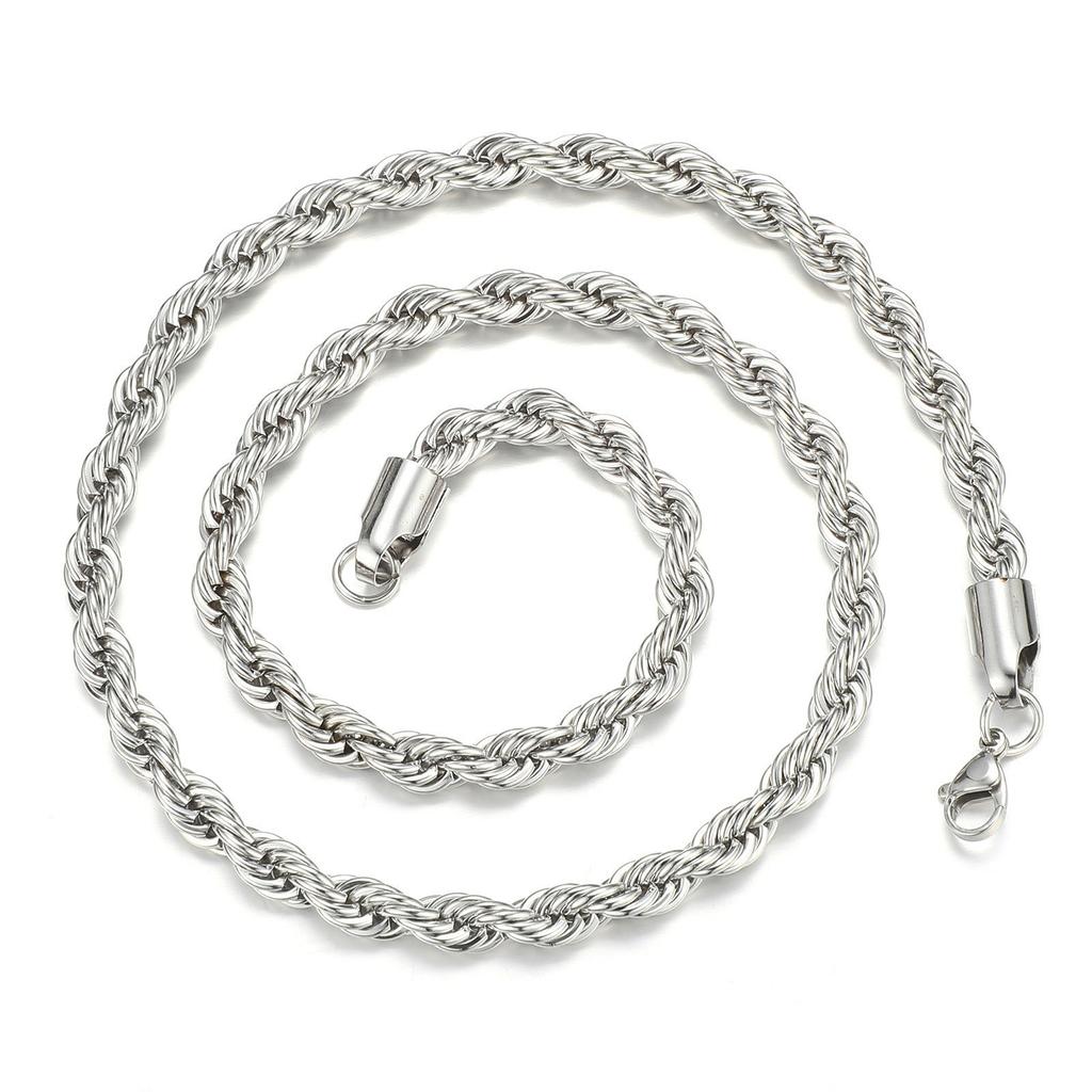 316L Stainless Steel Twisted Rope Chain Necklace For Men Jewelry Accessories Pendant Male 3MM/4MM/5MM Wide