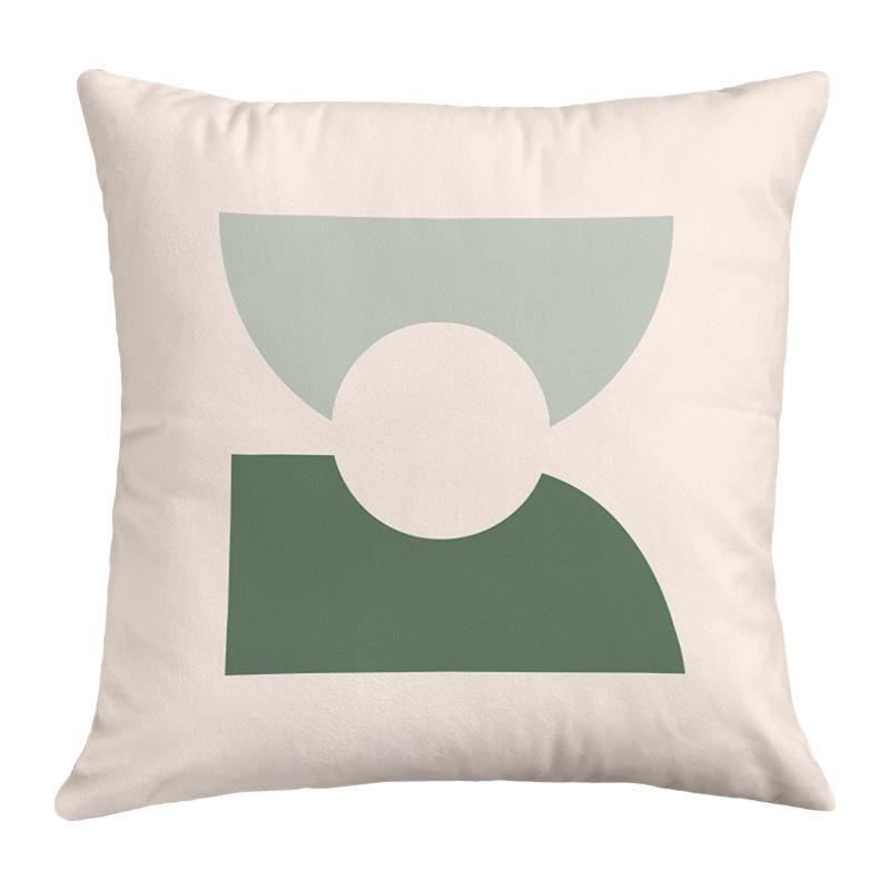 Geometric Nordic-Style Green Throw Pillow Cover for Artistic Living Room Decor
