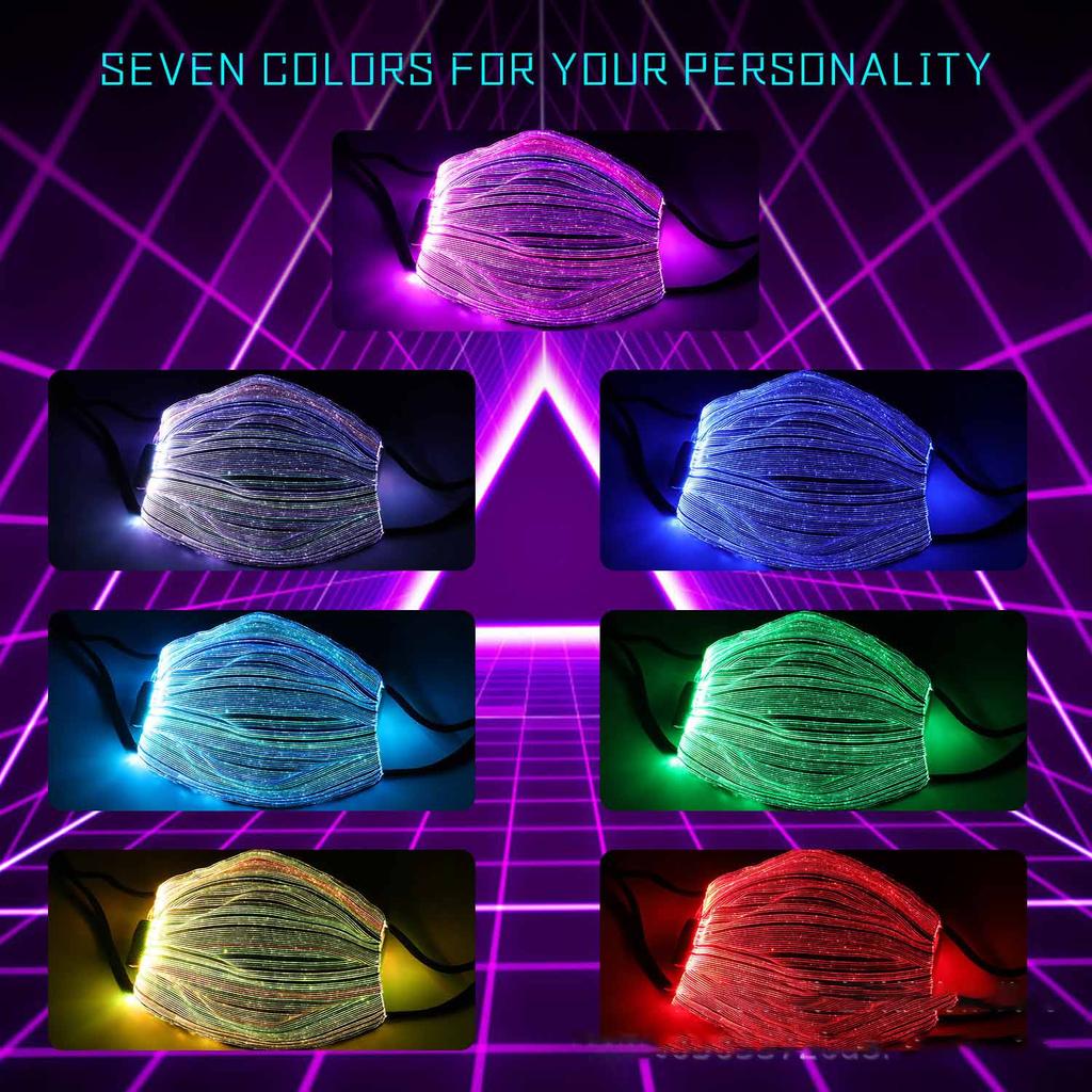 LED Luminous Mask, Bar Trampoline Luminous Prop, USB Charging, Colorful Fiber Optic Luminous Mask