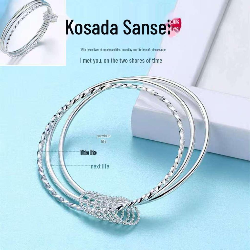 Silver-Plated Star-Studded Women's Bracelet - Fashionable, Elegant, and Versatile Design