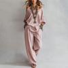 Yousheng Two Piece Matching Lounge Sets for Women Casual Off Shoulder Long Sleeve Top And Wide-Leg Pants Summer Boho Outfits