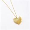 Elegant European-American Gold-Plated Heart Ginkgo Necklace - Versatile Stainless Steel Women’s Clavicle Chain