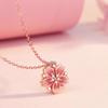 1PC Peach Blossom Two-in-one Necklace, Rose Gold Rhinestone Petal Pendant, Versatile Daily Wear Women's Neck Chain