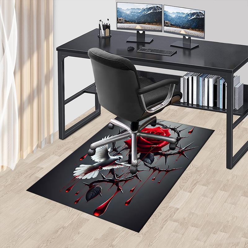 

Gothic Rose and Dove Chair Mat - Office Carpet with Thorny Crown Design, Large Rug for Home Decor, Sofa Cover, Gift Idea for Any Room0306A 60cm by 90cm