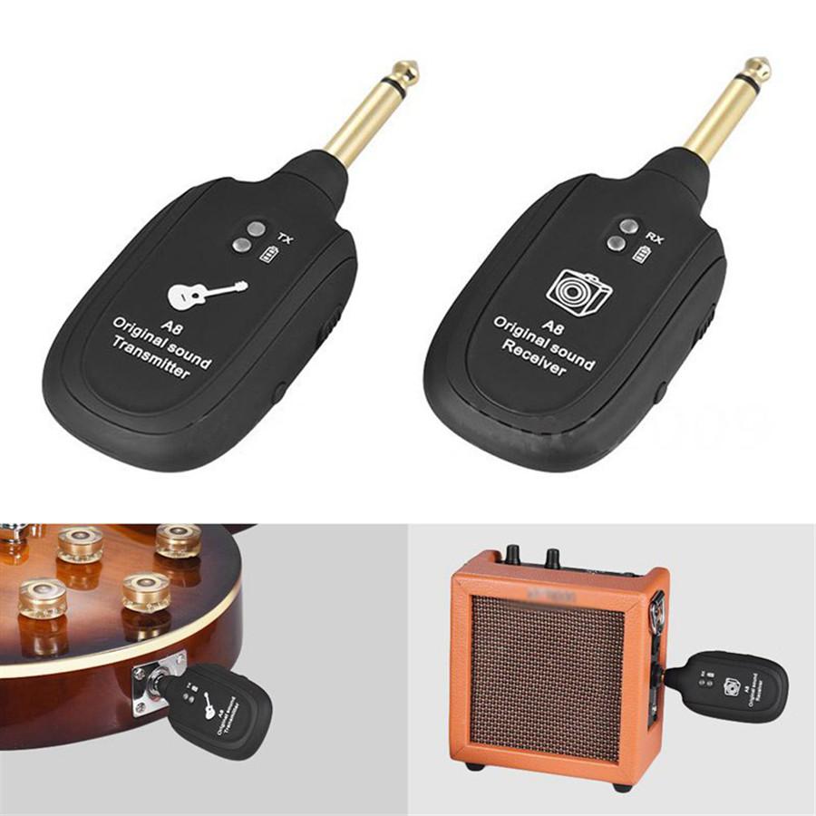 Wireless Guitar Transmitter + Receiver Built In Rechargeable Battery Micro USB