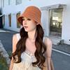 Summer Basin Hat Crochet Hollow Design Sun Protection Hat Wide Brim Back Slit Design Lace-up Knitted Outdoor Cap