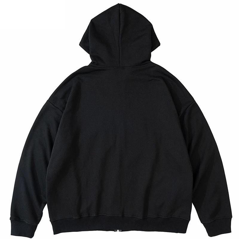 Y2K Gothic Printed Zip-Up Hoodie Dark Streetwear Loose Fit Long Sleeve Sweatshirt Women