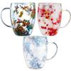 Capa Aislante Flores Taza de Café Vidrio de Doble Pared Taza de Café con Asa Vidrio Antiescaldado Tazas de Vidrio Flores Secas Taza de Aislamiento Térmico