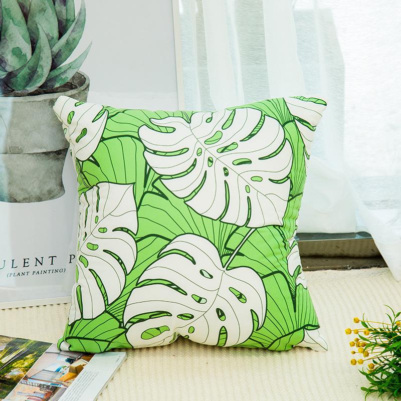 Nordic Style Green Plant Green Leaf Pillowcase Small Fresh Ins Style Simple Car Sofa Cushion Pillowcase Without Core