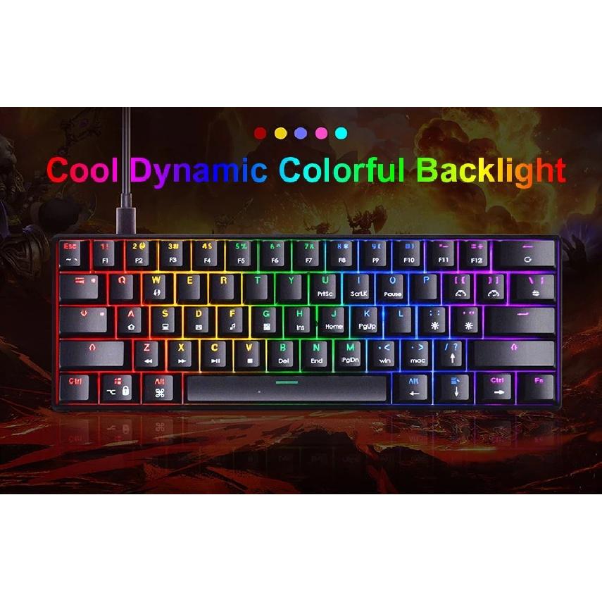 Ergonomic 61keys Optical Yellow Blue Red Switch Rgb Colorful Gaming Mechanical Keyboard Rgb Colorful Gaming Mechanical Keyboard