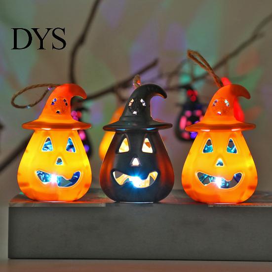 Festive Halloween Lights 12 Pcs LED Pumpkin Lantern, Spooky Hanging Lighted Indoor Night Light with Witch Hat for Outdoor Home Party Decor Lanterns