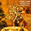 LED Bonsai Tree Lamp: Silver Branches with Pearls and Gold Leaf, Perfect for Christmas or Night Lighting