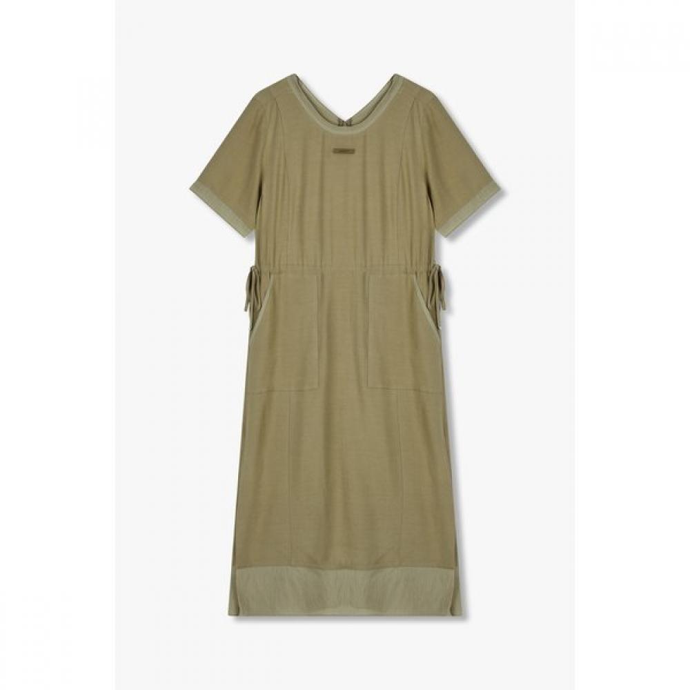 Vov Chiffon Color Block String Long Dress 7195237101 Khaki/S