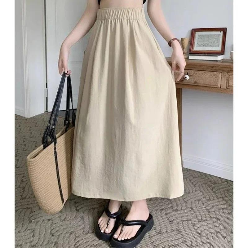 Summer Women Fashion Colorful Long Skirts Girls Versatile Comfortable Elastic Dress Concise Leisure Vacation Skirt