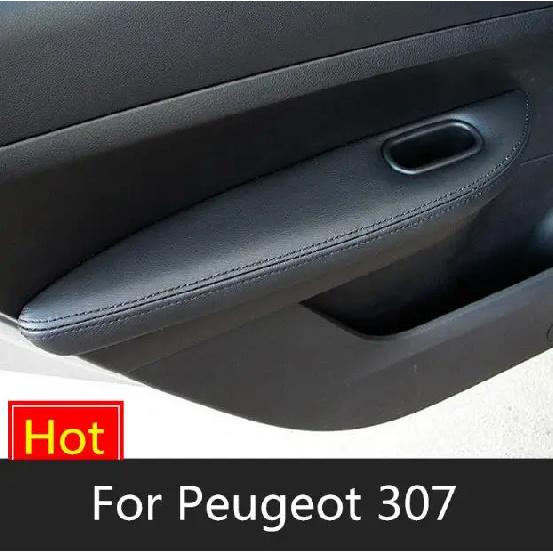 Microfiber Front / Rear Door Panels Armrest Leather Cover Protective Trim For Peugeot 307 with Mount Fittings Car interior