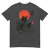 Samurai Cat Eat Raunisex Scroll Phone Japanese Food Humor Art Tshirt