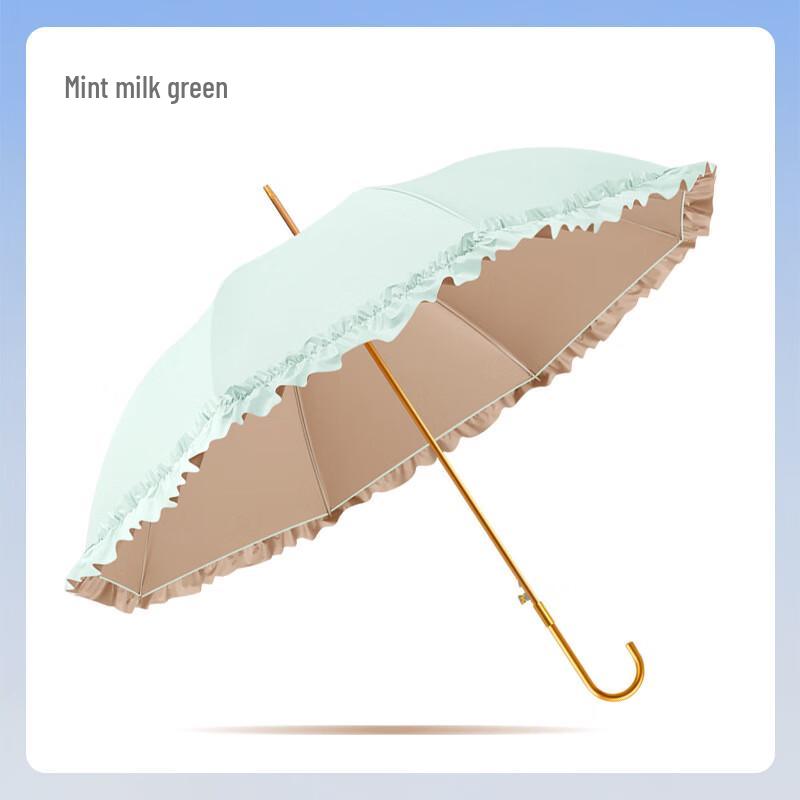 OIMG Mint Green Curved Handle Folding Umbrella