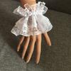 Floral Lace Layered Horn Cuffs Stretch Wrist Fake Sleeves Lolita Ruffled Cosplay Party Costume Accessory for Women Girls