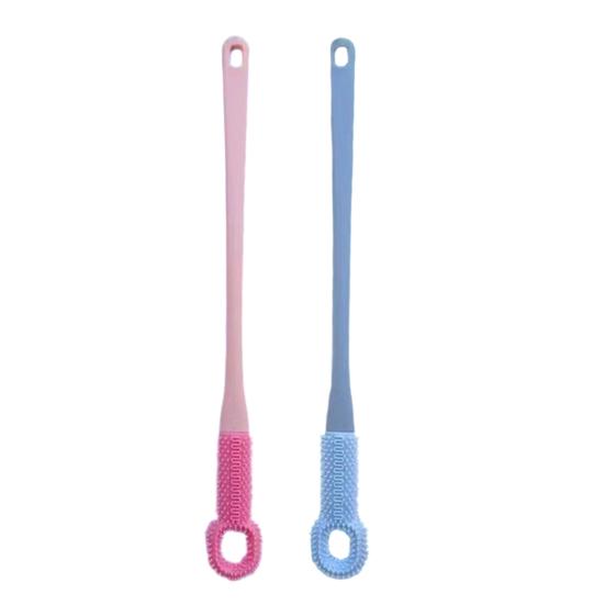 2 Pcs Toe Cleaning Brush Silicone Foot Scrubber with 15.7" Long Handle Soft Cleaning Shower Brush Foot Care Tool for Seniors Elderly Men Women